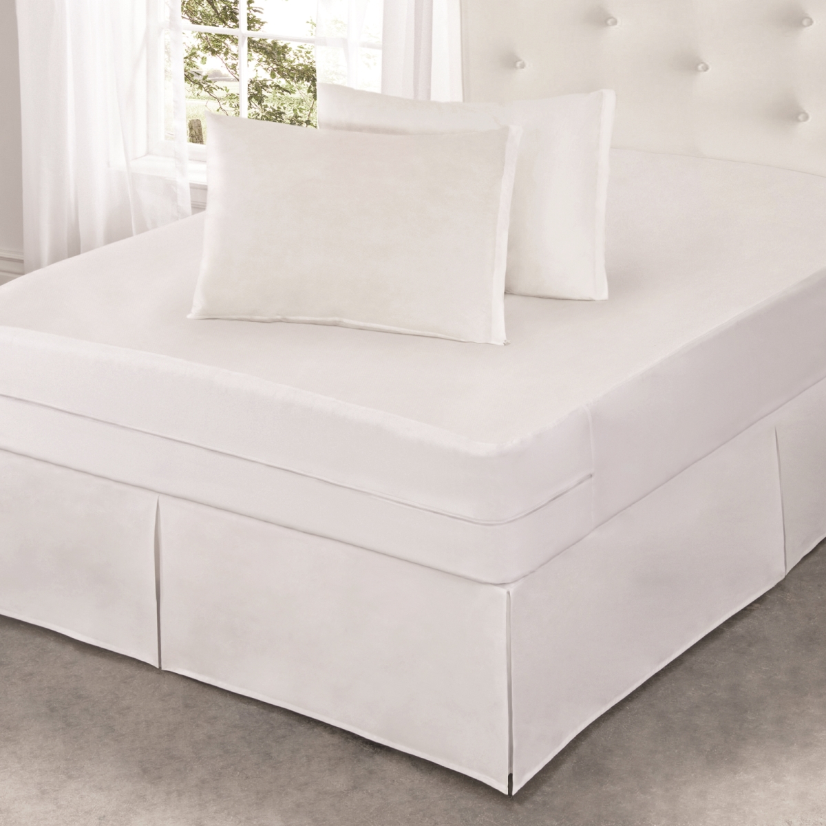 ALL172XXWHIT02 Cool Bamboo Mattress Protector with Bed Bug Blocker, White - Full Size