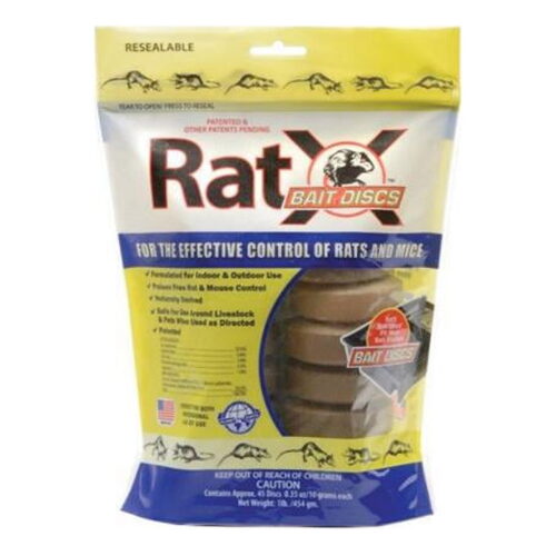 7687809 1 lbs Rat-X for Mouse & Rat Rodent Bait Disc, Assorted - 45 Count